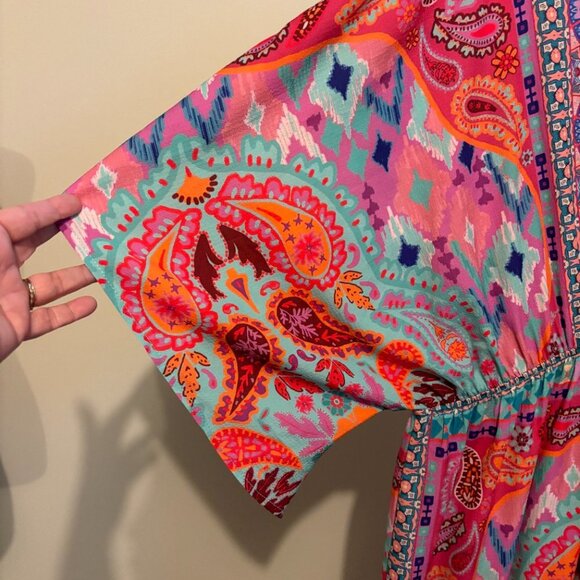 Umgee Pink Paisley Beach Pool Coverup Dress Maxi - Picture 4 of 10